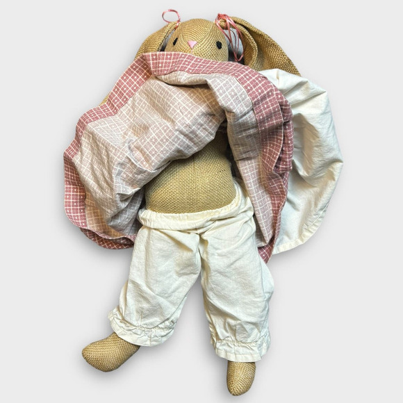 Vintage Handmade Easter Bunnies Rabbits Animals Primitive Country With Dress - Picture 8 of 13